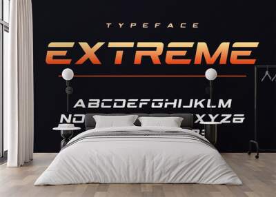 Extreme trendy futuristic and sports font design, alphabet, type Wall mural