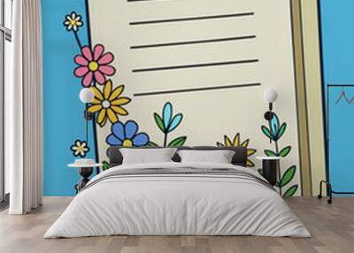 Flowers and Style: Magazine Cover in Vintage Design Wall mural