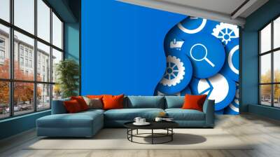 Blue business background in paper cut style Wall mural