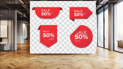 Set of sale tags and labels. Shopping stickers and badges vector mockup. Wall mural