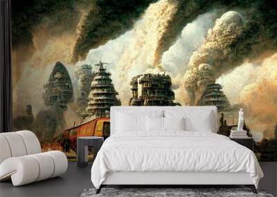 incredible fantastic backdrop, fantasy landscape, beautiful abstract landscape, wallpaper texture 3d render Wall mural