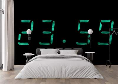 Digital clock in green Wall mural