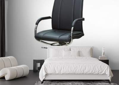 The office chair from black leather. Isolated over white Wall mural