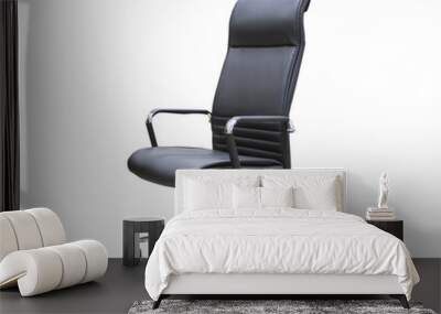 The office chair from black leather. Isolated Wall mural