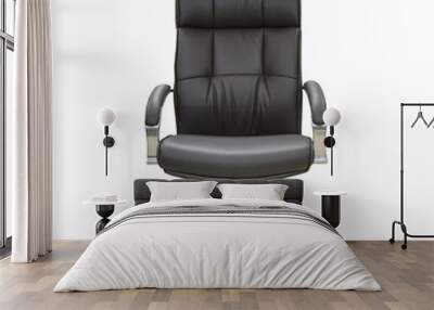 The office chair from black leather. Isolated Wall mural