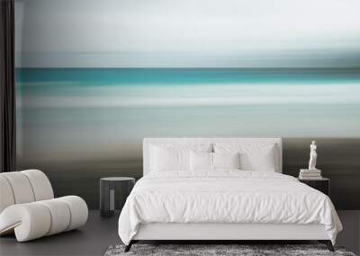 Empty sea and beach background with copy space, Long exposure, blur motion blue abstract vintage tinted gradient background Wall mural