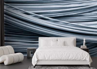 Full Frame of Steel Wire, Pile of wire rod or coil for industrial usage. metal, iron background. Wall mural