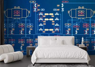 Screen monitor for engineering control of technological processes of production and management Wall mural