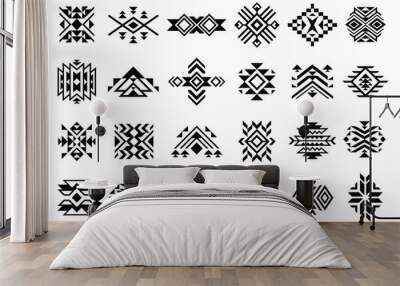 Monochrome simple tribal elements set vector illustration ethnic ornament with arrow and angle Wall mural