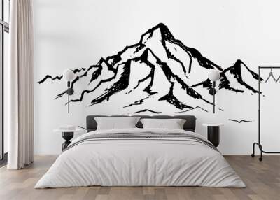 Mountain landscape, hand drawn vector illustration	 Wall mural