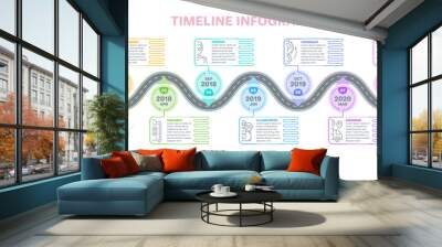 Navigation map infographics 9 steps timeline concept. Creative f Wall mural