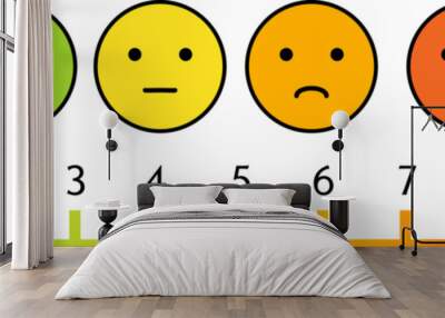 Printable pain scale chart on isolated background. Vector illustration. Wall mural