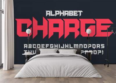 Racing display font design, dynamic alphabet, letters and numbers. Wall mural