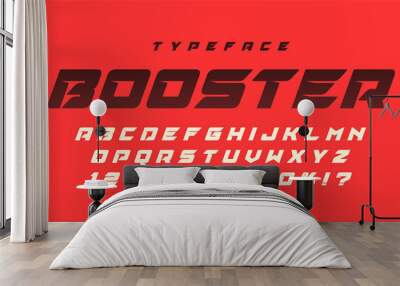 Racing display font design, dynamic alphabet, letters and numbers Wall mural