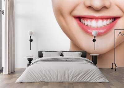 closeup of smile with white healthy teeth. Wall mural