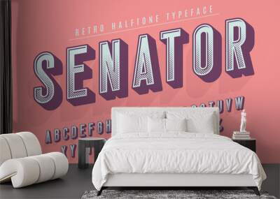 Senator trendy vintage display font design, alphabet Wall mural