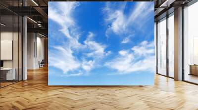 Beautiful blue sky over the sea with translucent, white, Cirrus clouds Wall mural