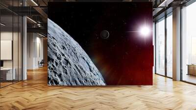 super-earth planet, realistic exoplanet, planet suitable for colonization, earth-like planet in far space, planets background 3d render	
 Wall mural