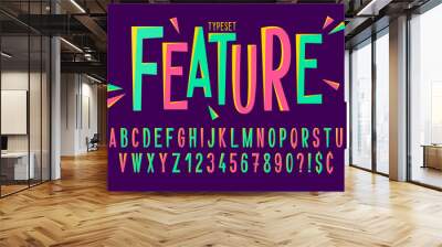 Trendy comical condensed font design, colorful alphabet Wall mural