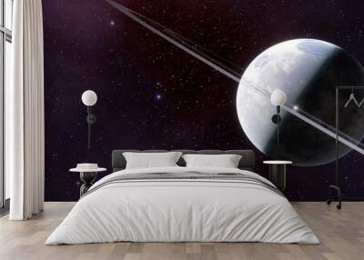 two beautiful planets in space, two planets in space, planets space background 3d render Wall mural