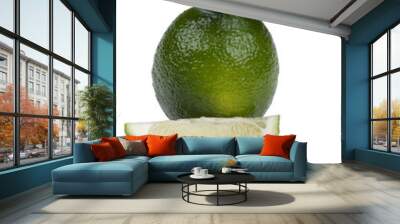 Cutting lime on white background Wall mural