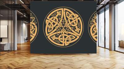 Vector celtic circlar knot. Ethnic ornaments set. Wall mural