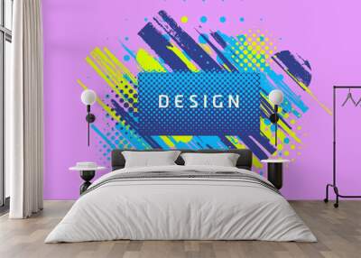 Vector paint brush promotion template design, colorful geometric sale banner Wall mural