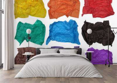 Nine crumpled  sheets of  color paper Wall mural