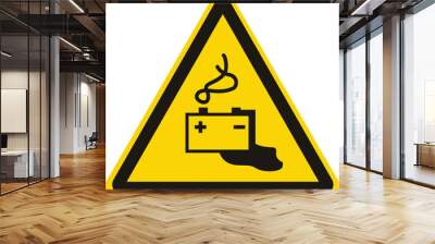 Warning battery charging sign. Vector illustration Wall mural