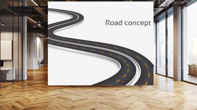 Winding 3D road concept on a white background. Timeline template. Wall mural