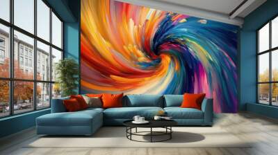 Abstract multicolored swirl of colors Wall mural