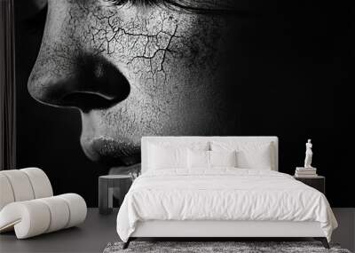 Black and white dry facial skin Wall mural