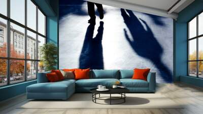 Blurry reflection shadow silhouette of mysterious men walking in the night Wall mural