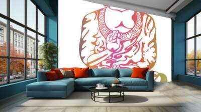 Buddha in meditation in the style of street art. Colorful vector illustration of a black and white buddha Wall mural