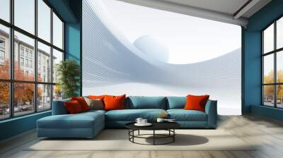 Fluid and dynamic white wave design Wall mural