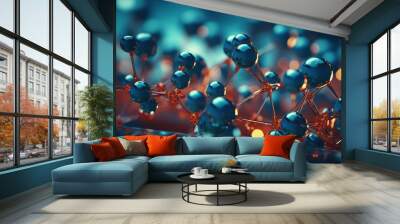 Molecule model.  Molecular chemistry scientific research concept. Wall mural