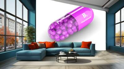 3d rendering of B1 vitamin pill Wall mural