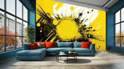 grunge yellow background with warning stripes Wall mural