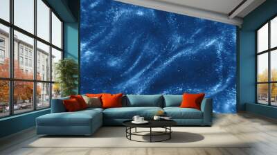 Abstract elegant, detailed classic blue glitter particles flow with shallow depth of field underwater. Holiday magic shimmering luxury background. Festive sparkles. Color of the year 2020 Wall mural