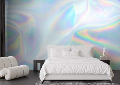 abstract trendy holographic background. real texture in pale violet, pink and mint colors with scrat Wall mural