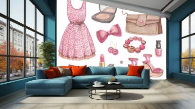 fashion collection. watercolor illustrations Wall mural