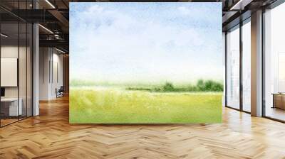 Watercolor illustration of a summer landscape Wall mural