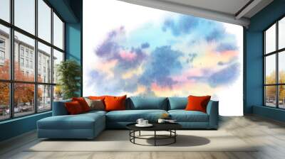 Watercolor sky. Sunset. Hand painted background. Wall mural