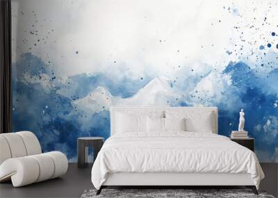 Snowy peaks in watercolor Wall mural