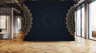 Mandala template illustration with place for text. Golden flowers background Wall mural