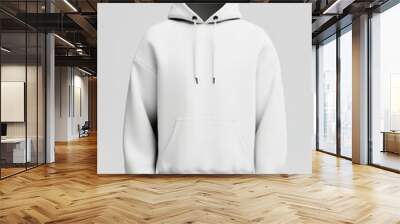 White hoodie template A 3D rendering of a sweatshirt with a hood long sleeves and cuffs shown from the front and back view Isolated on a clean contrast colorful background ideal for design mockups  Wall mural