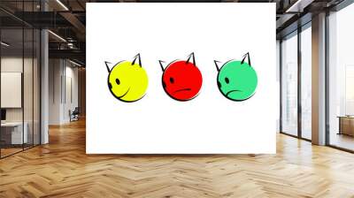 Set of smiley cats. Wall mural