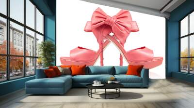 Evening shoes with a bow on a high heel. collage Wall mural