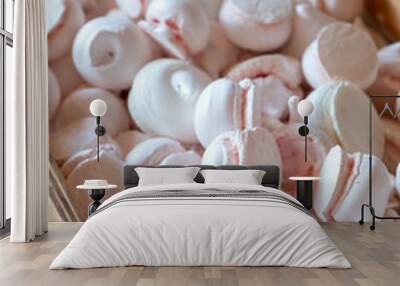 Delicious meringue cookies background Wall mural