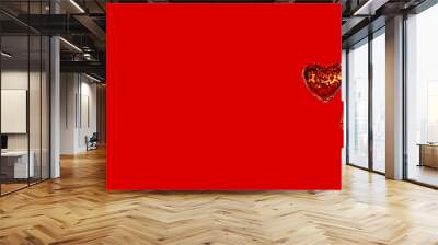 Two red hearts on color background. Greeting card concept. Valentine's Day Wall mural